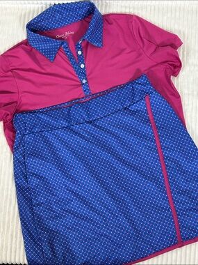 Court Haley blue pink 2piece tennis polo skort set M